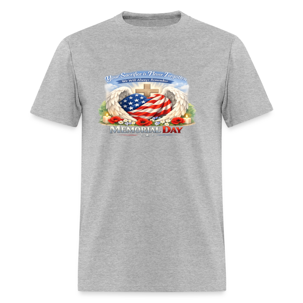Memorial Day — "Your Sacrifice is Never Forgotten" | Men's T-Shirt — Classic Edition - heather gray