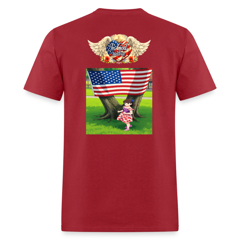 Memorial Day — "Your Sacrifice is Never Forgotten" T-Shirt | Men's T-Shirt | GILDAN 5000 - dark red