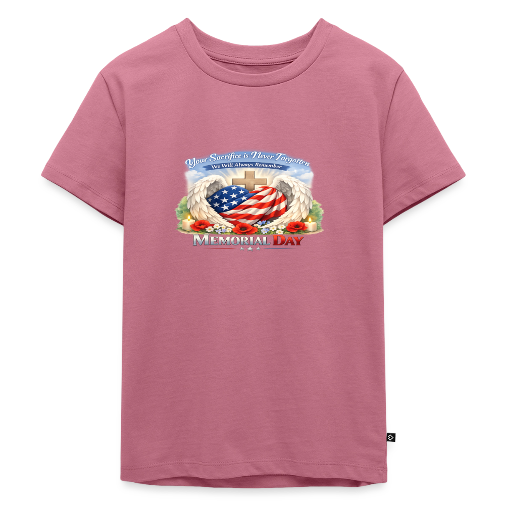 Memorial Day - " Your Sacrifice is Never Forgotten" | Toddler T-Shirt - Classic Edition - mauve