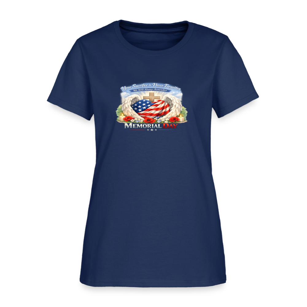 Memorial Day - Your Sacrifice is Never Forgotten | Women's T-Shirt - Classic Edition -  blue dusk