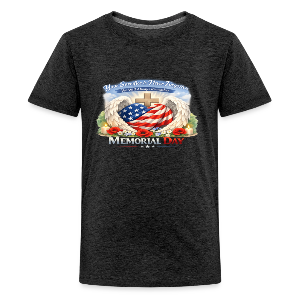 Memorial Day — "Your Sacrifice is Never Forgotten" | Kids' Premium T-Shirt - charcoal grey