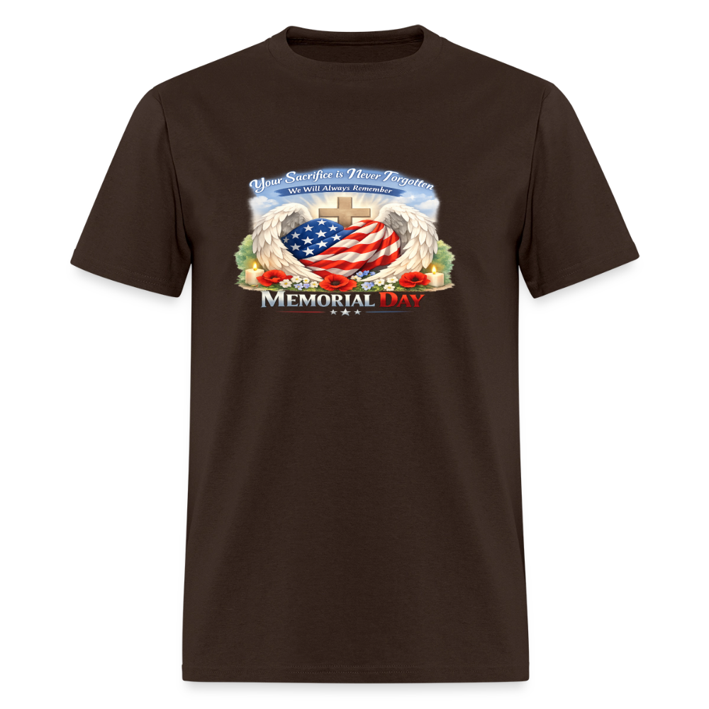Memorial Day — "Your Sacrifice is Never Forgotten" T-Shirt | Men's T-Shirt | GILDAN 5000 - brown