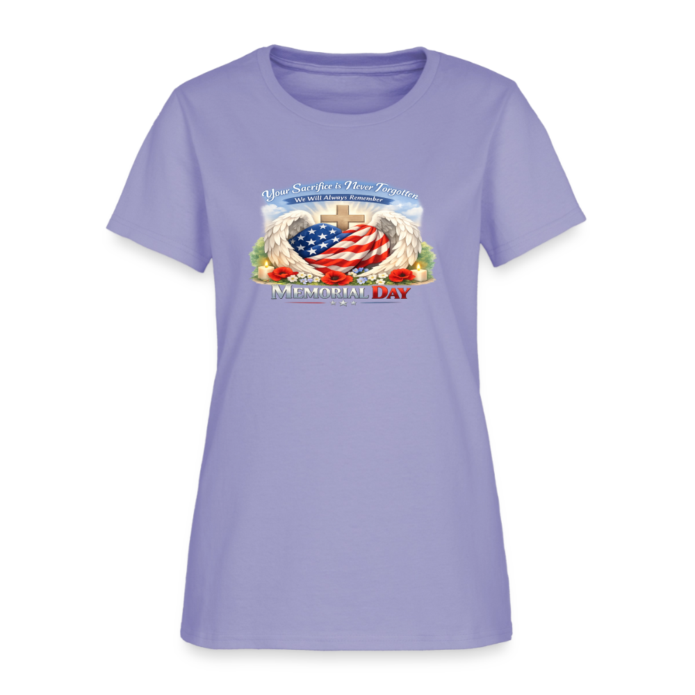 Memorial Day — "Your Sacrifice is Never Forgotten" | Women's T-Shirt — Classic Edition - lavender