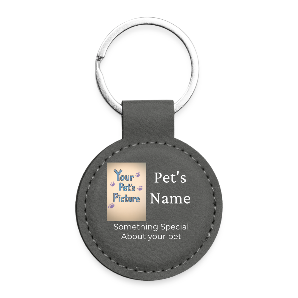 Personalized Pet ID Keychain Tag — Custom Leather-Style Round Tag - graphite gray