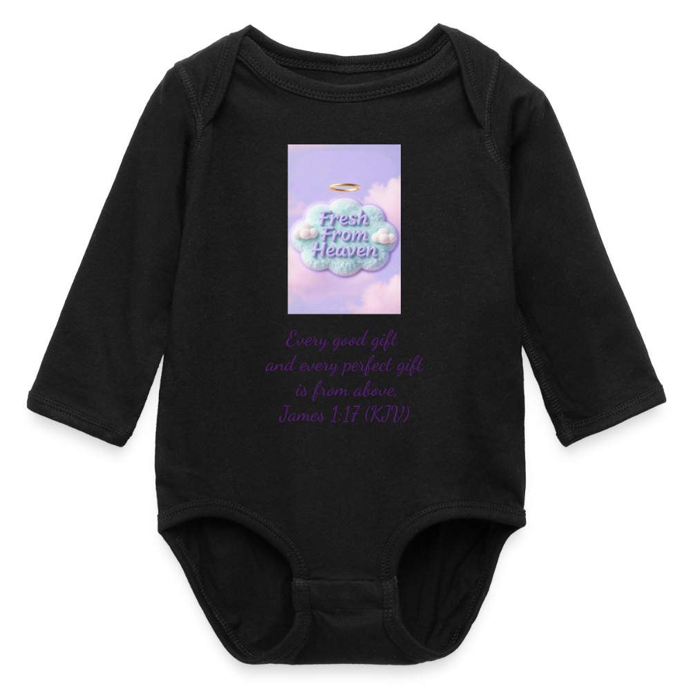 Fresh From Heaven | Long Sleeve Baby Bodysuit - black