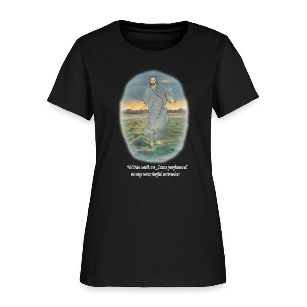 Jesus the Greatest Miracle | Women's Faith T-Shirt | Fruit of the Loom/Gildan | Featuring Original Artwork - black