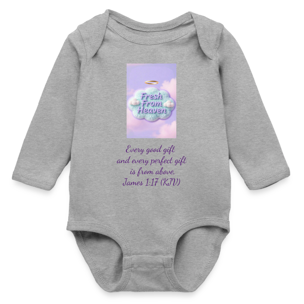 Fresh From Heaven | Long Sleeve Baby Bodysuit - heather gray