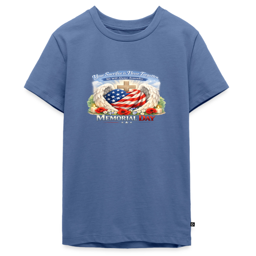 Memorial Day — "Your Sacrifice is Never Forgotten" | Kids' T-Shirt — Classic Edition - stone blue 