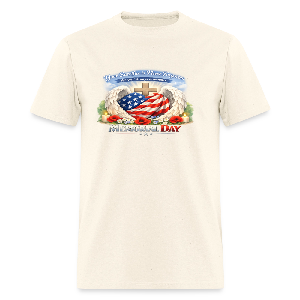 Memorial Day — "Your Sacrifice is Never Forgotten" | Men's T-Shirt — Classic Edition - sweet cream heather