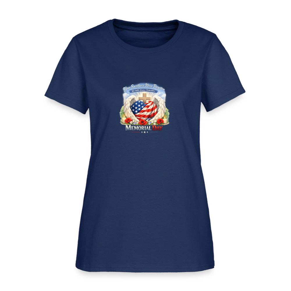 Memorial Day — "Your Sacrifice is Never Forgotten" | Women's T-Shirt -  blue dusk
