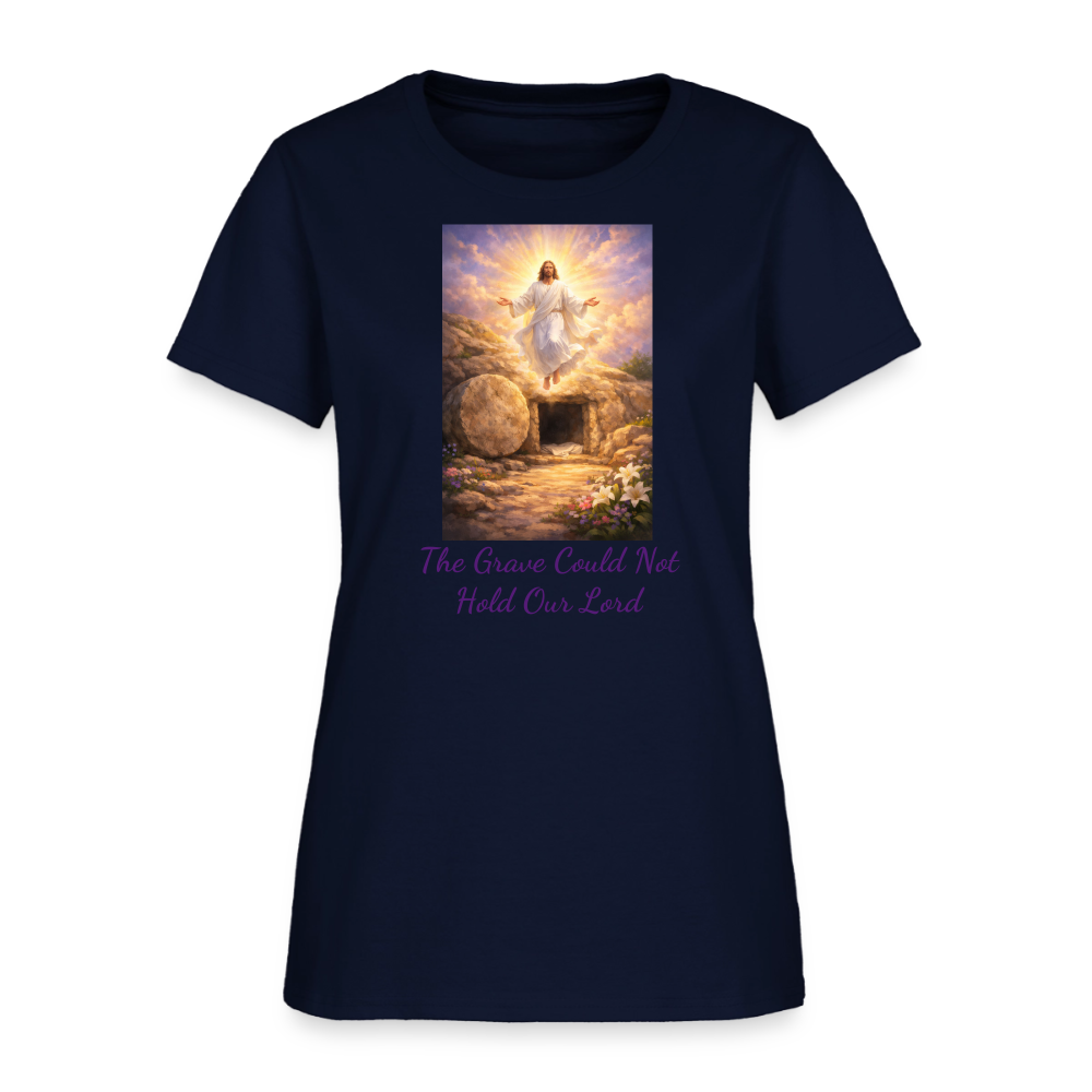 The Grave Could Not Hold Our Lord | Women's T-Shirt | 2nd Edition - navy