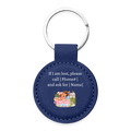 Personalized Pet ID Keychain Tag — Custom Leather-Style Round Tag - dark blue