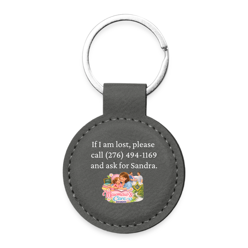 Personalized Pet ID Keychain Tag — Custom Leather-Style Round Tag - graphite gray