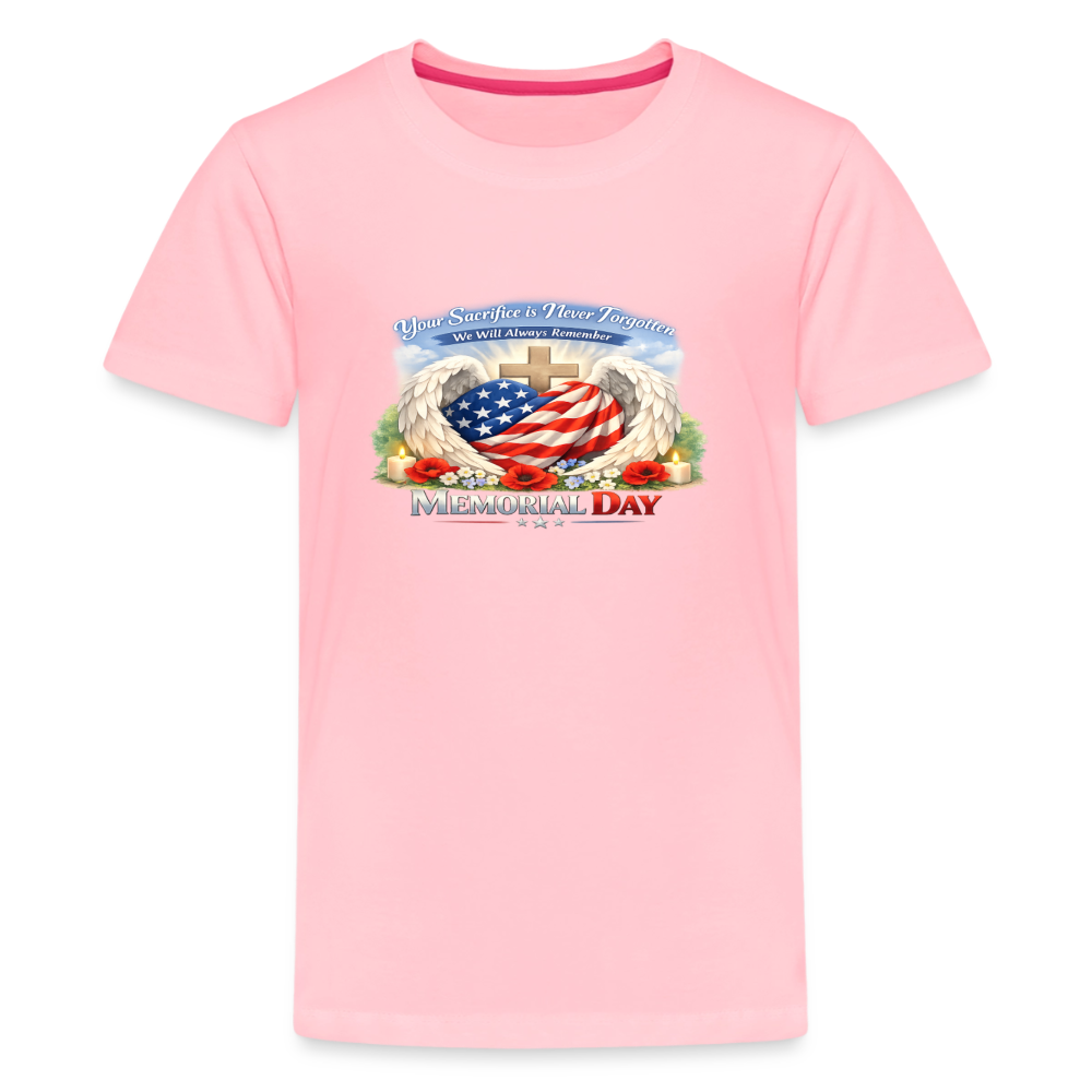 Memorial Day — "Your Sacrifice is Never Forgotten" | Kids' T-Shirt — Classic Edition - pink