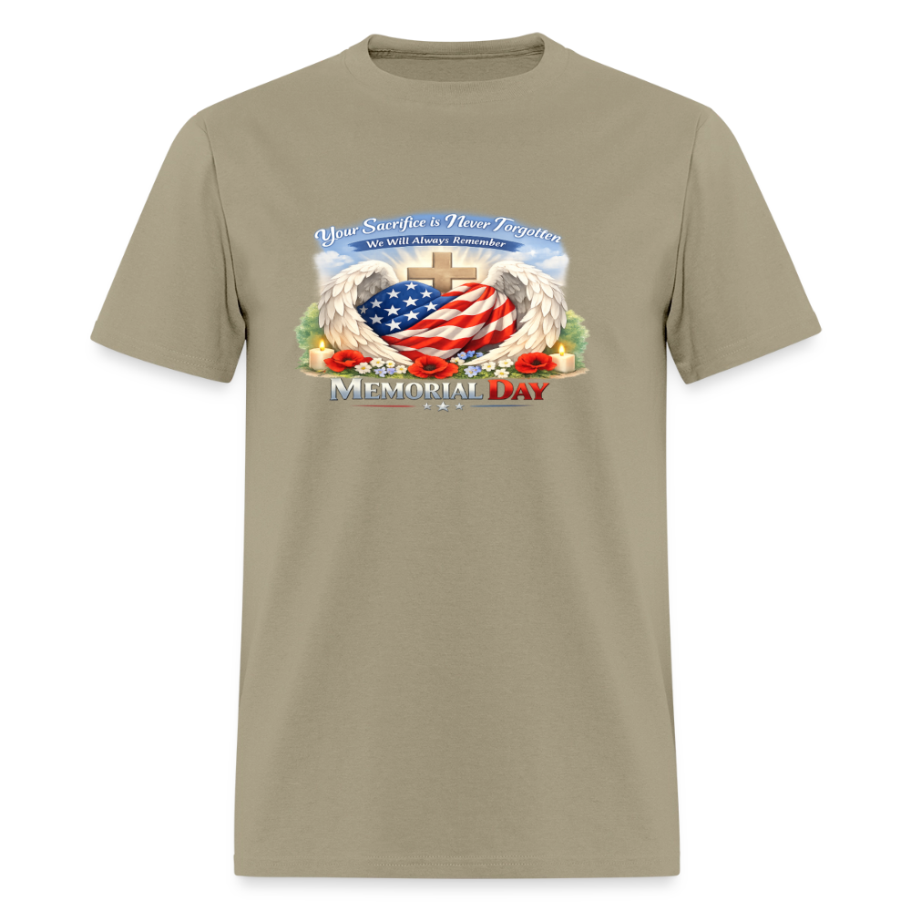 Memorial Day — "Your Sacrifice is Never Forgotten" | Men's T-Shirt — Classic Edition - khaki