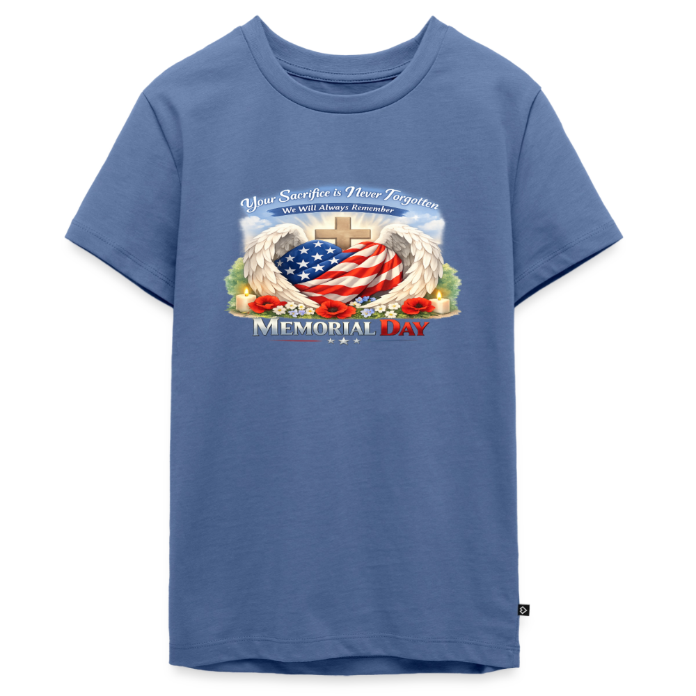 Memorial Day — "Your Sacrifice is Never Forgotten" | Kids' Premium T-Shirt - stone blue 