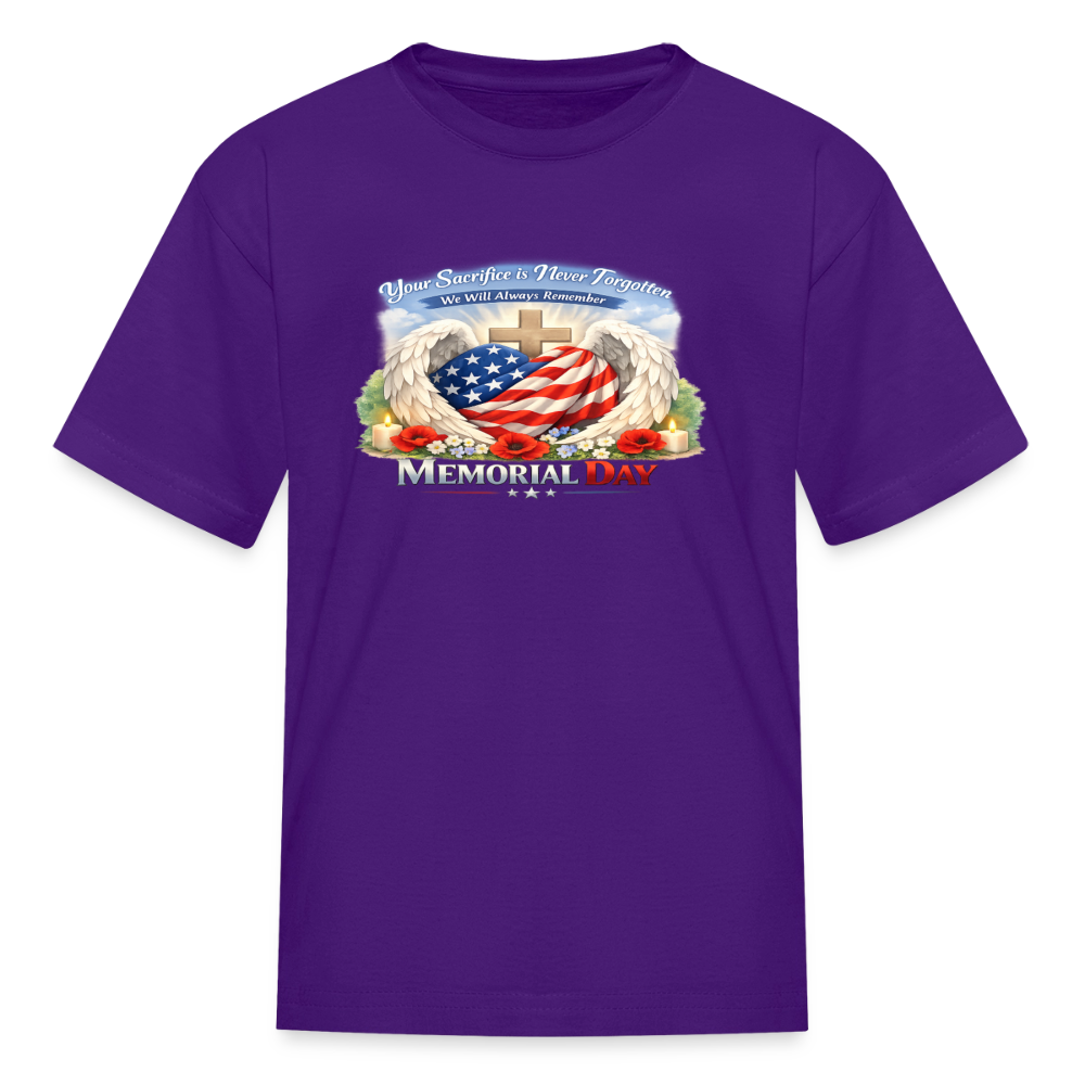 Memorial Day — "Your Sacrifice is Never Forgotten" Kid's | T-Shirt - purple