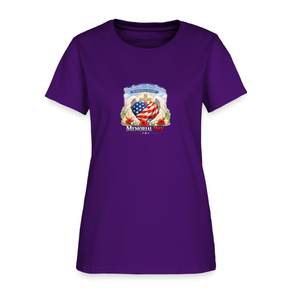 Memorial Day — "Your Sacrifice is Never Forgotten" | Women's T-Shirt - purple