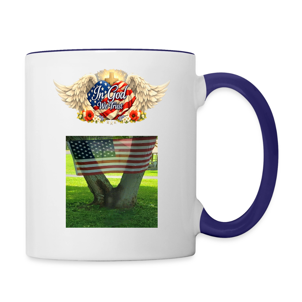 Memorial Day - Your Sacrifice is Never Forgotten | Contrast Coffee Mug -Classic Edition - white/cobalt blue