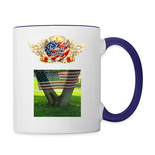 Memorial Day - Your Sacrifice is Never Forgotten | Contrast Coffee Mug -Classic Edition - white/cobalt blue