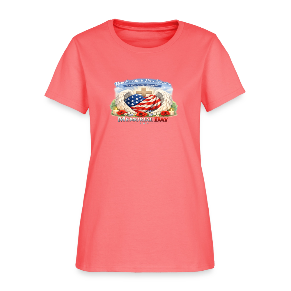 Memorial Day - Your Sacrifice is Never Forgotten | Women's T-Shirt - Classic Edition - coral