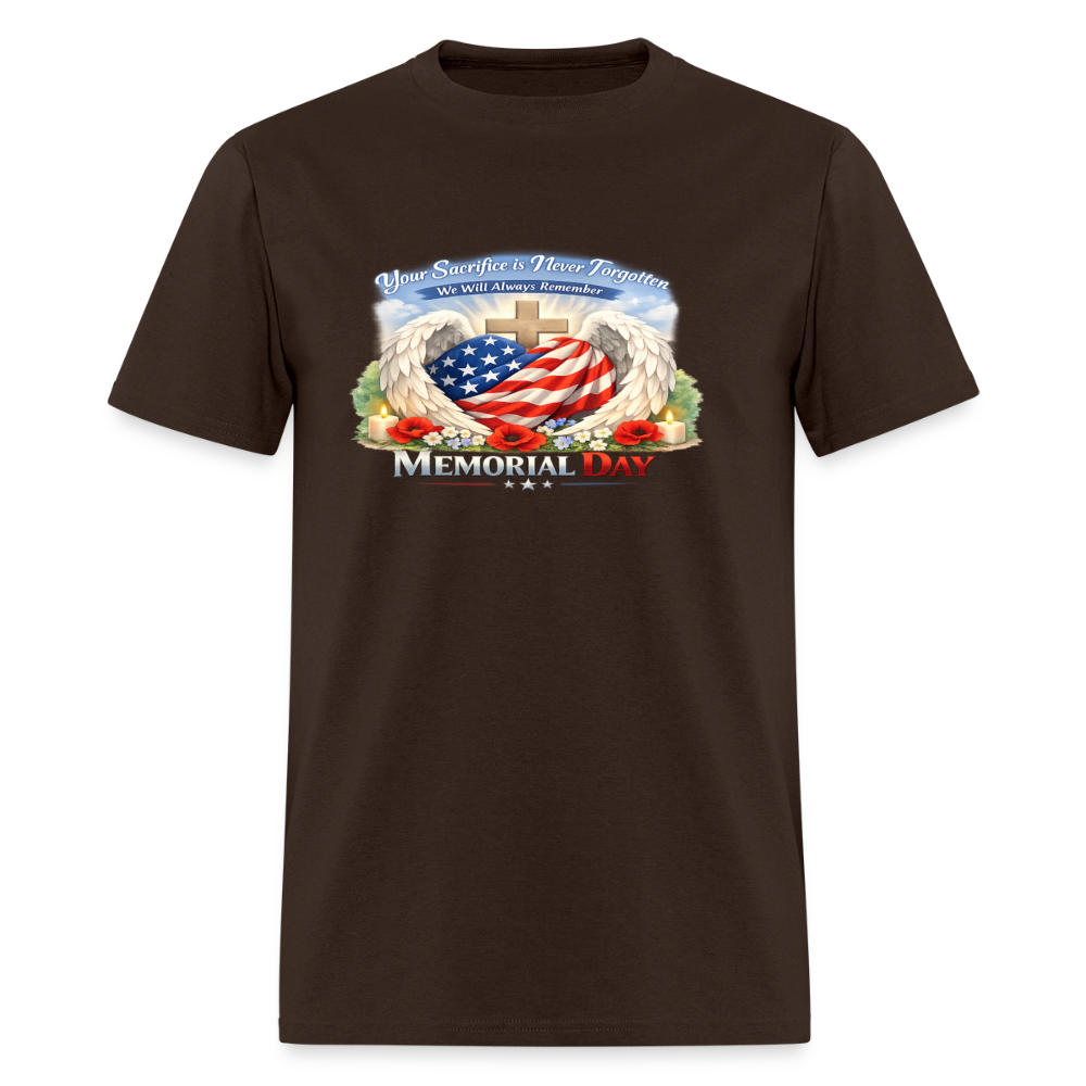 Memorial Day — "Your Sacrifice is Never Forgotten" | Men's T-Shirt — Classic Edition - brown