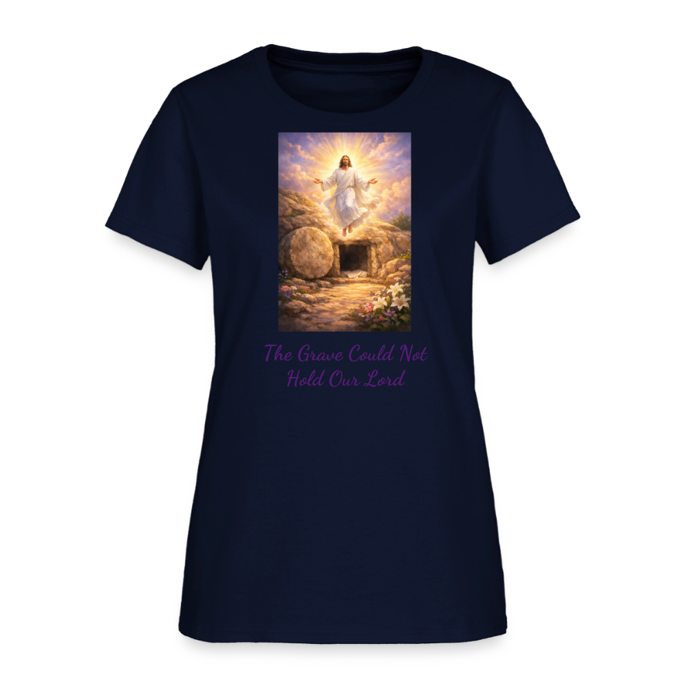 The Grave Could Not Hold Our Lord | Women's T-Shirt - navy