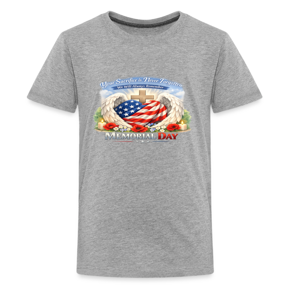 Memorial Day — "Your Sacrifice is Never Forgotten" | Kids' Premium T-Shirt - heather gray