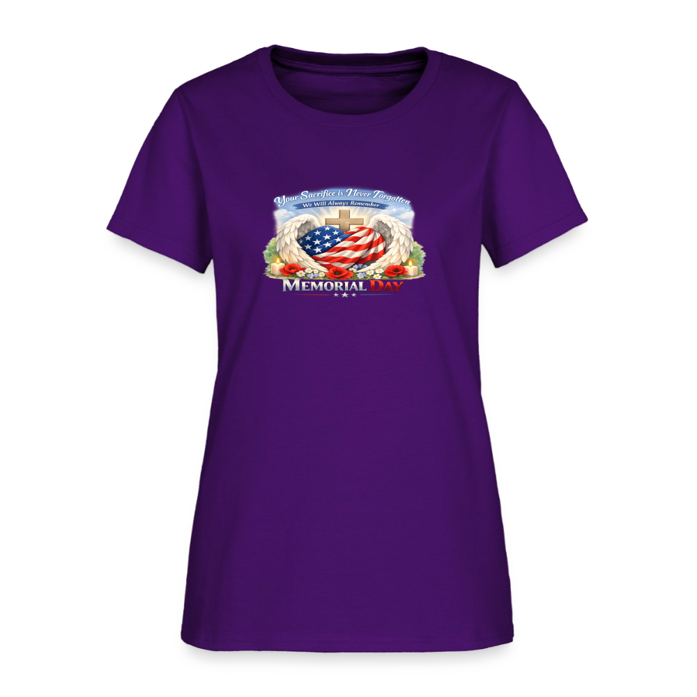Memorial Day - Your Sacrifice is Never Forgotten | Women's T-Shirt - Classic Edition - purple