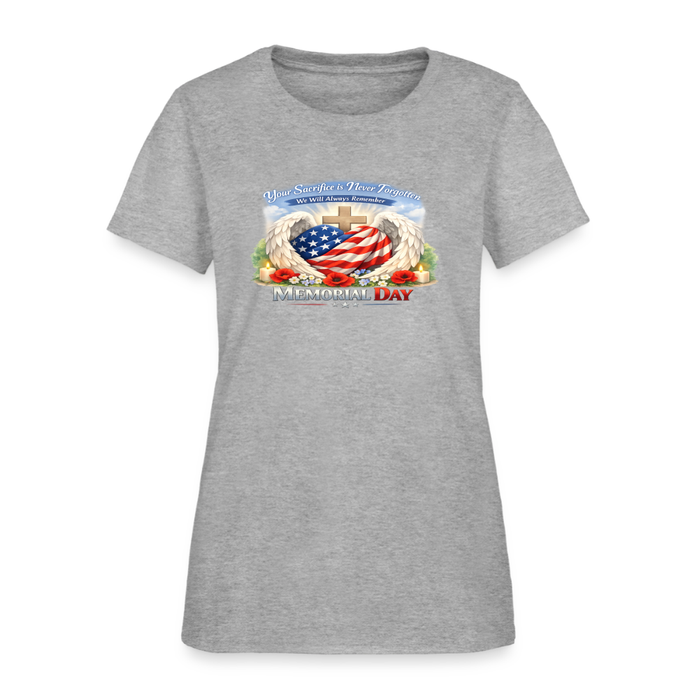Memorial Day — "Your Sacrifice is Never Forgotten" | Women's T-Shirt — Classic Edition - heather gray