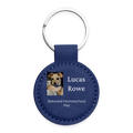 Personalized Pet ID Keychain Tag — Custom Leather-Style Round Tag - dark blue