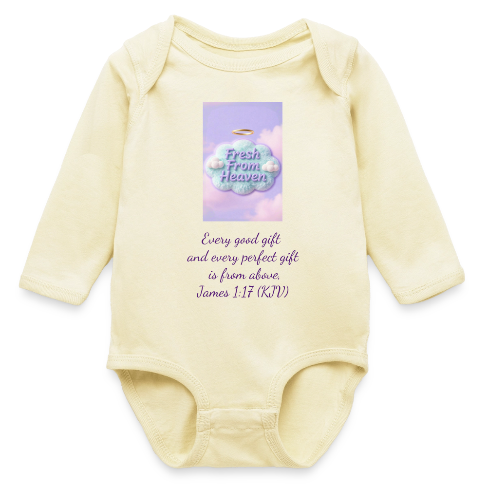 Fresh From Heaven | Long Sleeve Baby Bodysuit - natural
