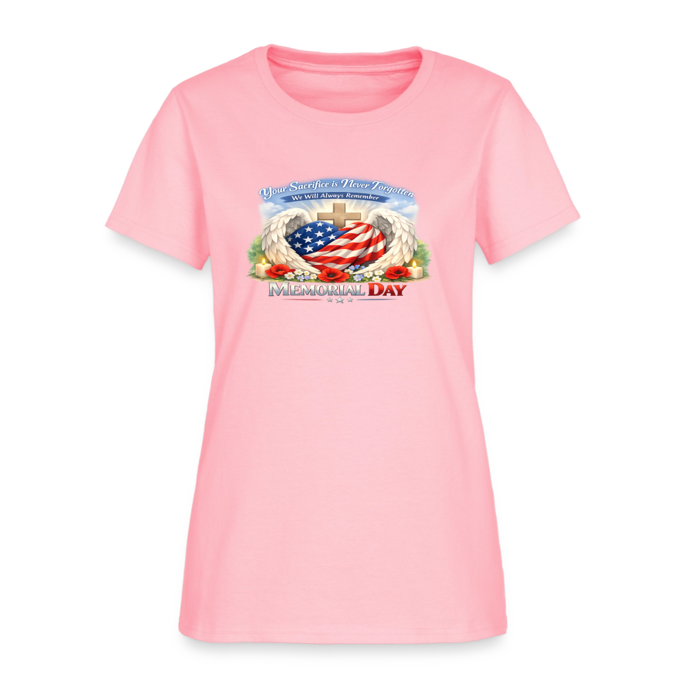 Memorial Day — "Your Sacrifice is Never Forgotten" | Women's T-Shirt — Classic Edition - pink