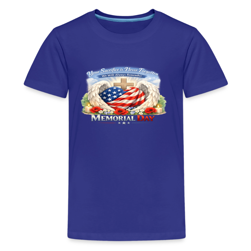 Memorial Day — "Your Sacrifice is Never Forgotten" | Kids' Premium T-Shirt - royal blue