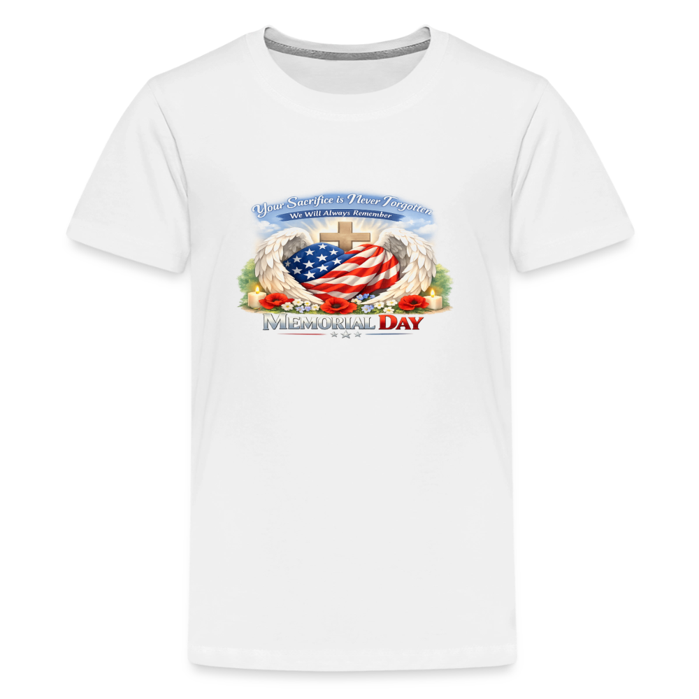 Memorial Day — "Your Sacrifice is Never Forgotten" | Kids' T-Shirt — Classic Edition - white