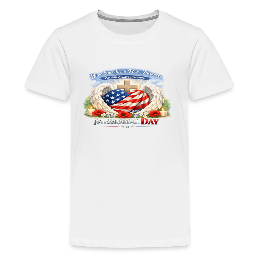 Memorial Day — "Your Sacrifice is Never Forgotten" | Kids' Premium T-Shirt - white