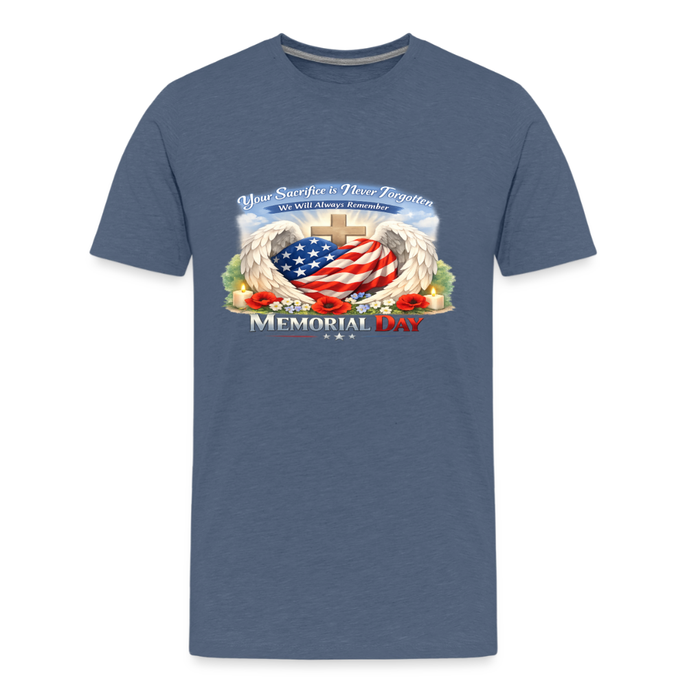 Memorial Day — "Your Sacrifice is Never Forgotten" | Kids' Premium T-Shirt - heather blue