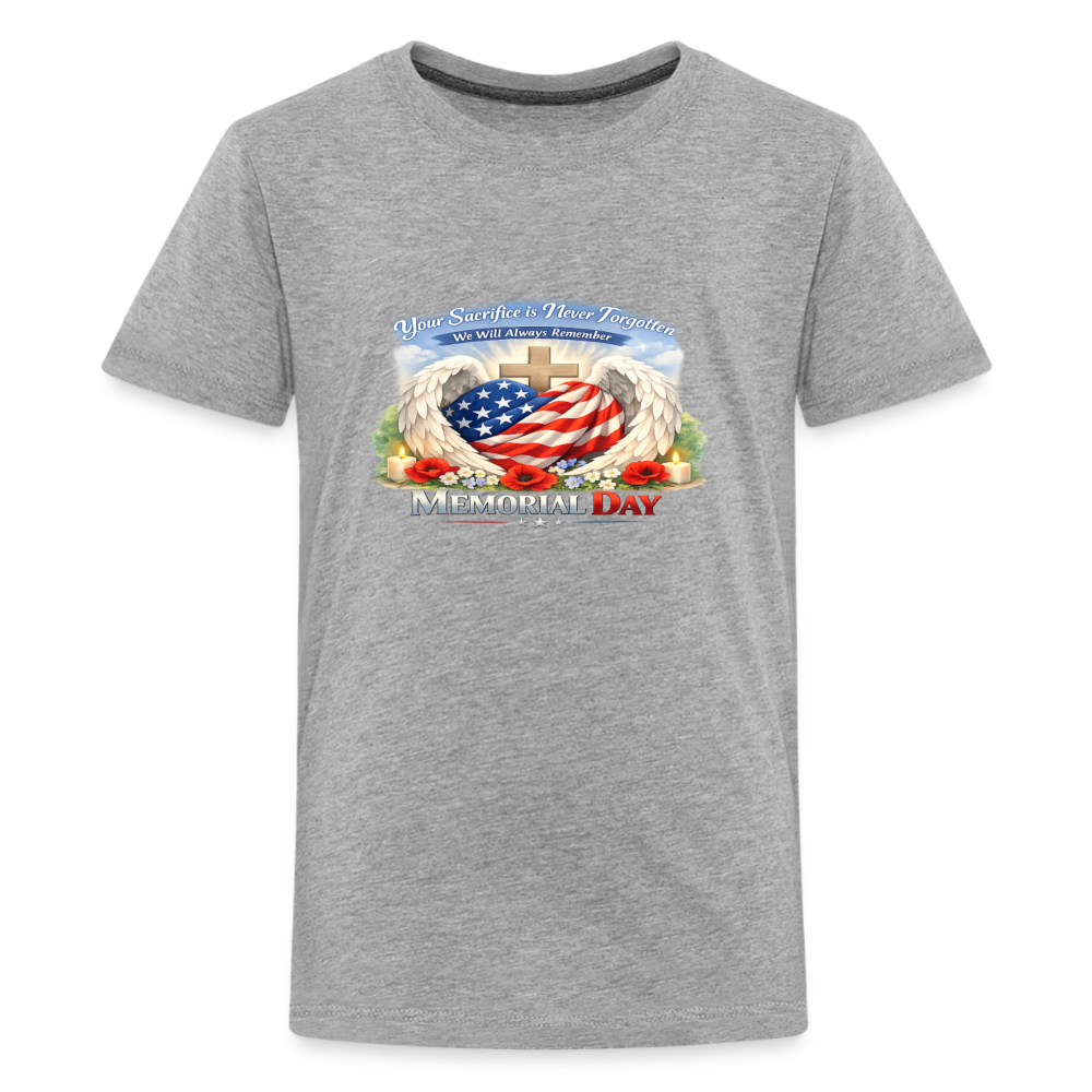 Memorial Day — "Your Sacrifice is Never Forgotten" | Kids' T-Shirt — Classic Edition - heather gray