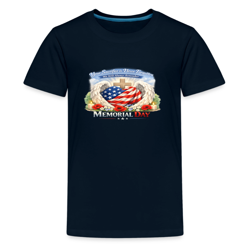 Memorial Day — "Your Sacrifice is Never Forgotten" | Kids' T-Shirt — Classic Edition - deep navy