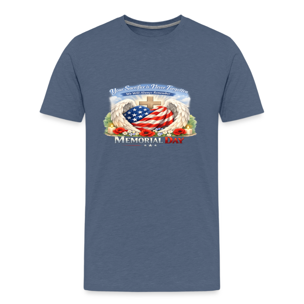 Memorial Day — "Your Sacrifice is Never Forgotten" | Kids' T-Shirt — Classic Edition - heather blue