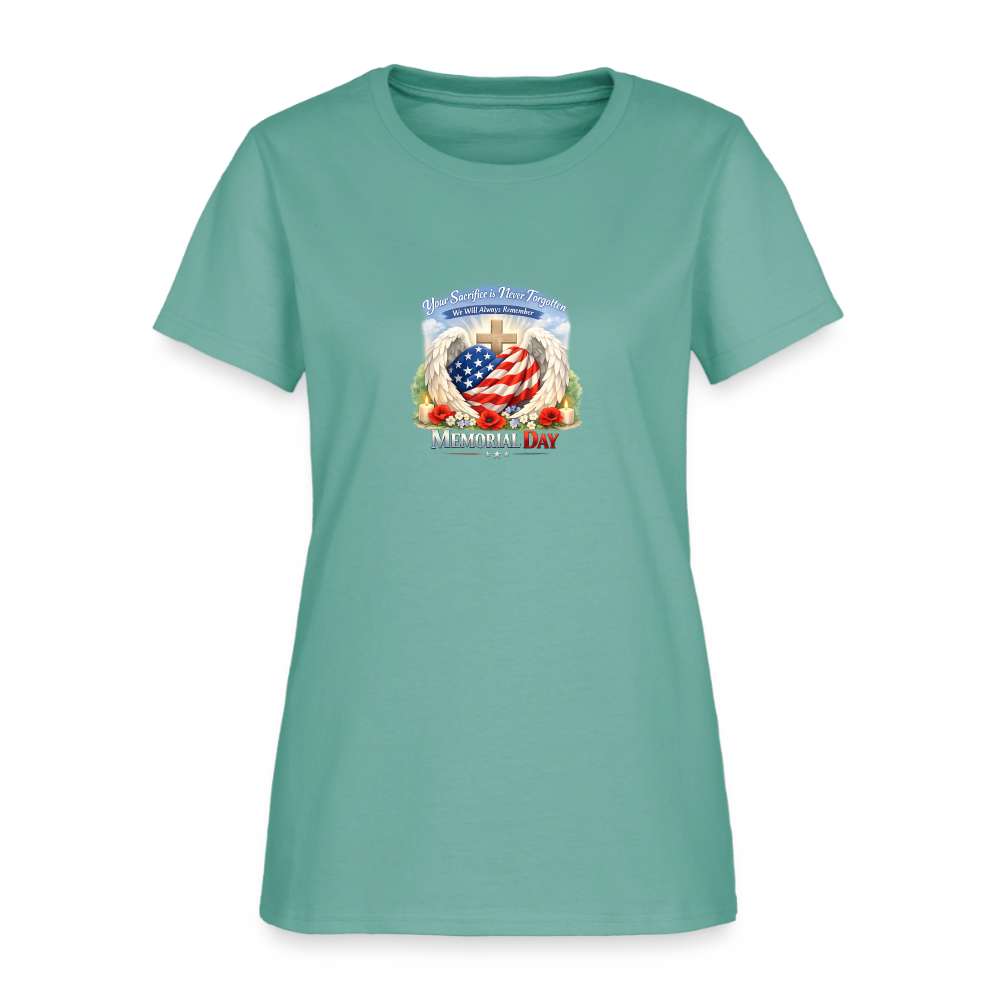Memorial Day — "Your Sacrifice is Never Forgotten" | Women's T-Shirt - aquatic
