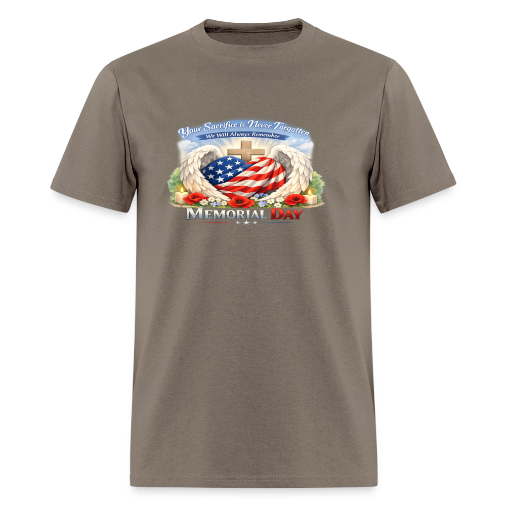 Memorial Day — "Your Sacrifice is Never Forgotten" T-Shirt | Men's T-Shirt | GILDAN 5000 - safari