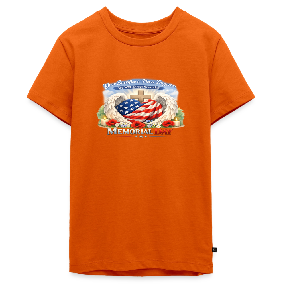 Memorial Day — "Your Sacrifice is Never Forgotten" | Kids' T-Shirt — Classic Edition - orange 
