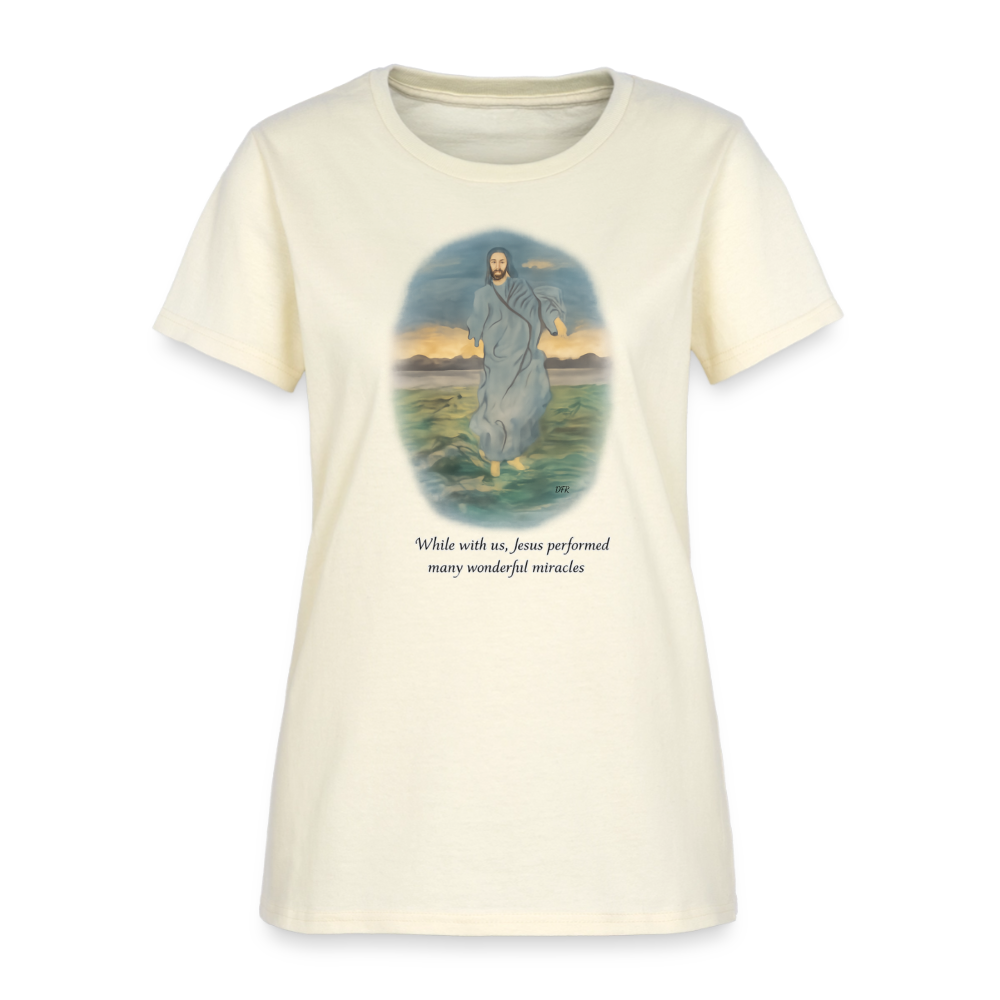 Jesus the Greatest Miracle | Women's Faith T-Shirt | Fruit of the Loom/Gildan | Featuring Original Artwork - off white