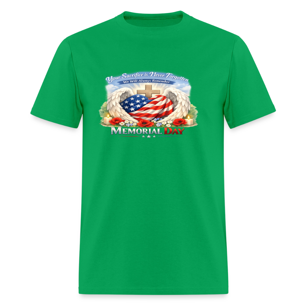Memorial Day — "Your Sacrifice is Never Forgotten" | Men's T-Shirt — Classic Edition - bright green