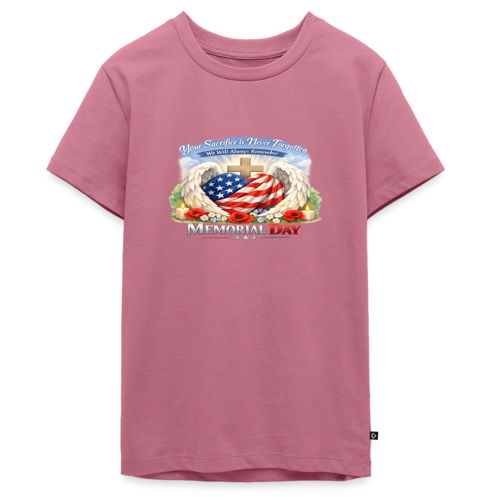 Memorial Day — "Your Sacrifice is Never Forgotten" | Kids' T-Shirt — Classic Edition - mauve