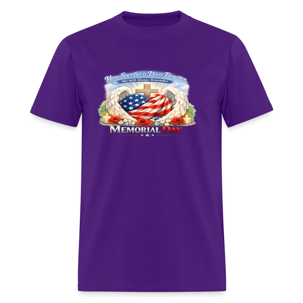 Memorial Day — "Your Sacrifice is Never Forgotten" | Men's T-Shirt — Classic Edition - purple