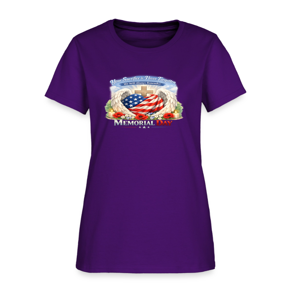 Memorial Day — "Your Sacrifice is Never Forgotten" | Women's T-Shirt — Classic Edition - purple