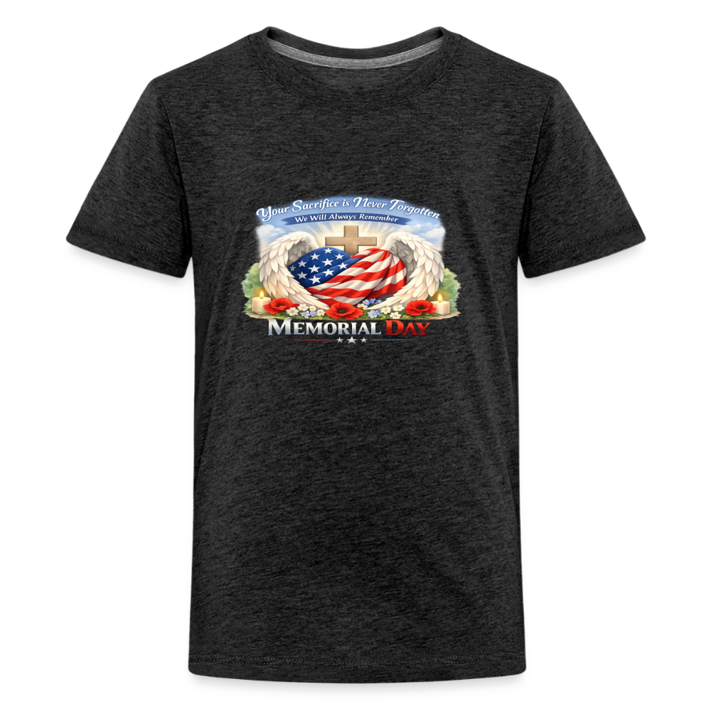Memorial Day — "Your Sacrifice is Never Forgotten" | Kids' T-Shirt — Classic Edition - charcoal grey