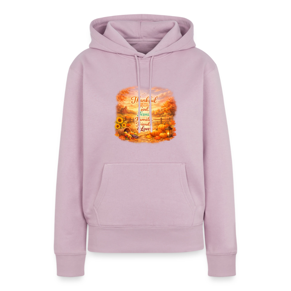Thankful for God, Jesus, Family, Friends, & Love | Women’s Premium Fall Hoodie - dusty pink